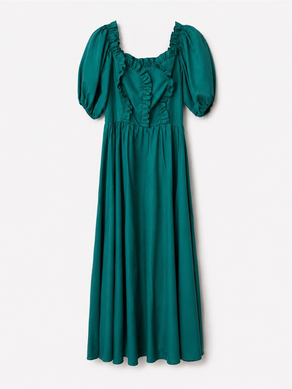 Union Made Vintage Teal Puff-Sleeve Ruffle Gown Size XS/S